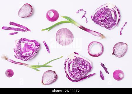 vue de dessus de la table à oignons biologiques. Photo haute résolution Banque D'Images