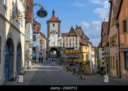 Sieberstor, Ploenlein et Kobolzeller Tor, Rothenburg ob der Tauber, Romantic Road, Franconie, Bavière, Allemagne Banque D'Images