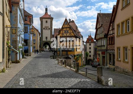 Sieberstor, Ploenlein et Kobolzeller Tor, Rothenburg ob der Tauber, Romantic Road, Franconie, Bavière, Allemagne Banque D'Images