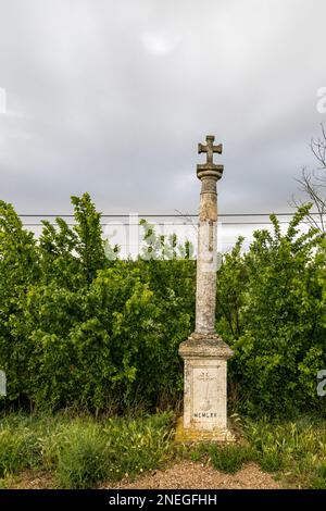 Rollo de la Justicia de Población de Campos, marqueur Saint près de Poblacion de Campos, Castilla y Leon, Espagne, le long de la Camino jusqu'à Saint-Jacques-de-Compostelle Banque D'Images