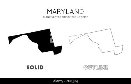 Carte du Maryland. Carte vectorielle vierge de l'État américain. Borders of Maryland pour votre infographie. Illustration vectorielle. Illustration de Vecteur