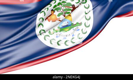 Drapeau du Belize isolé sur fond blanc, 3D Illustration Banque D'Images