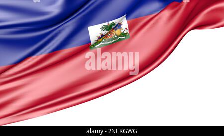 Drapeau d'Haïti isolé sur fond blanc, 3D Illustration Banque D'Images