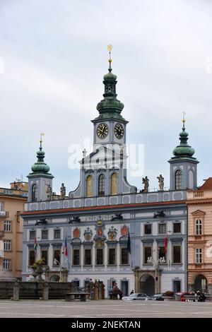 Hôtel de ville, Přemysl Otakar II Square, České Budějovice, région de Bohème du Sud, République tchèque, Europe Banque D'Images