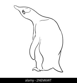 Dessin linéaire d'un pingouin. Illustration de haute qualité Banque D'Images