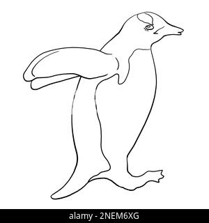 Dessin linéaire d'un pingouin. Illustration de haute qualité Banque D'Images