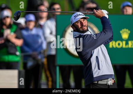 Pacific Palisades, Californie, États-Unis. 16th févr. 2023. Max Homa détele 10th pour commencer la première partie du Genesis Invitational au Riviera Country Club. FEBRARY 16, 2023 (Credit image: © Mark Edward Harris/ZUMA Press Wire) USAGE ÉDITORIAL SEULEMENT! Non destiné À un usage commercial ! Banque D'Images