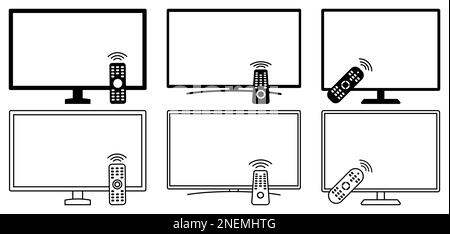 Ensemble d'icônes TV et télécommande. Design peut être utilisé pour les applications Web et mobiles. Illustration vectorielle Illustration de Vecteur