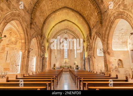 VALENCE, ESPAGNE - 17 FÉVRIER 2022 : la nef gothique de l'église Iglesia San Juan de Ospital. Banque D'Images