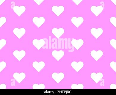 Motif coeurs blanc sans couture – coeurs de taille moyenne – fond rose pastel clair Banque D'Images