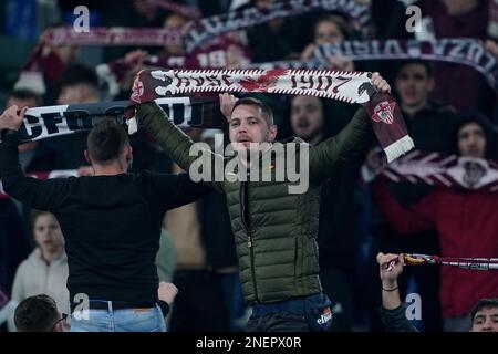 Rome, Italie. 16th févr. 2023. Supporters de Cluj lors du match de la Ligue des conférences de l'UEFA entre SS Lazio et CFR Cluj au Stadio Olimpico, Rome, Italie, le 16 février 2023. Credit: Giuseppe Maffia/Alay Live News Banque D'Images