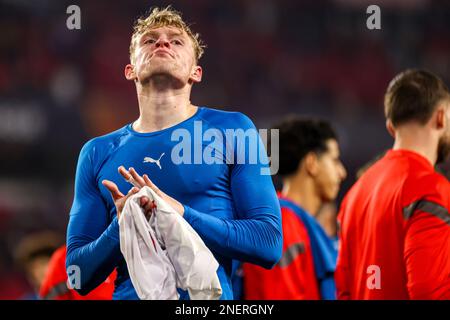 SÉVILLE, ESPAGNE - FÉVRIER 17: Jarrad Branthwaite du PSV pendant le match de l'UEFA Europa League entre Séville et PSV à l'Estadio Ramon Sanchez Pizjuan sur 17 février 2023 à Séville, Espagne (photo de José Luiz/DAX Images/Orange photos) Banque D'Images