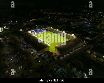 Warrington, Royaume-Uni. 16th févr. 2023. Vue aérienne générale du stade Halliwell Jones, stade des Warrington Wolves après le match de la Super League Round 1 de Betfred Warrington Wolves vs Leeds Rhinos au stade Halliwell Jones, Warrington, Royaume-Uni, 16th février 2023 (photo de Craig Thomas/News Images) à Warrington, Royaume-Uni, le 2/16/2023. (Photo de Craig Thomas/News Images/Sipa USA) crédit: SIPA USA/Alay Live News Banque D'Images