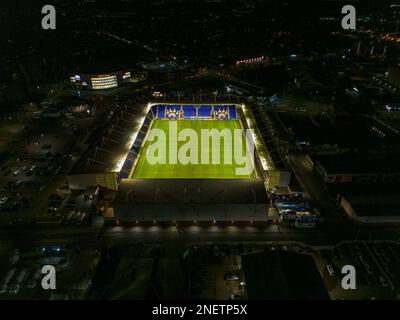 Warrington, Royaume-Uni. 16th févr. 2023. Vue aérienne générale du stade Halliwell Jones, stade des Warrington Wolves après le match de la Super League Round 1 de Betfred Warrington Wolves vs Leeds Rhinos au stade Halliwell Jones, Warrington, Royaume-Uni, 16th février 2023 (photo de Craig Thomas/News Images) à Warrington, Royaume-Uni, le 2/16/2023. (Photo de Craig Thomas/News Images/Sipa USA) crédit: SIPA USA/Alay Live News Banque D'Images