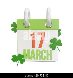 3d rendu de l'icône du calendrier de la st patrick Banque D'Images