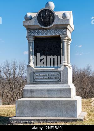 La batterie I, Premier Régiment, Artillerie légère de New York, monument situé dans le parc militaire national de Gettysburg Banque D'Images