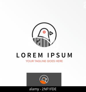 simple et unique ligne tête de pigeon avec jouer icône image graphique logo design abstrait concept vecteur stock. utilisé comme symbole lié au milieu ou à l'animal Illustration de Vecteur