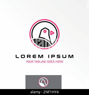 simple et unique ligne tête de pigeon avec jouer icône image graphique logo design abstrait concept vecteur stock. utilisé comme symbole lié au milieu ou à l'animal Illustration de Vecteur