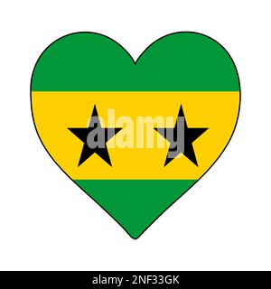 São Tomé e Príncipe drapeau de forme cardiaque. J'aime São Tomé et Príncipe. Visitez São Tomé et Príncipe. Afrique moyenne. Union africaine. Illustration vectorielle Illustration de Vecteur