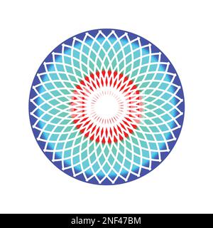 Une illustration vectorielle circulaire colorée Mandala conception isolée sur fond blanc. Cadre géométrique arrondi abstrait. Utilisation pour le logo de l'entreprise, l'entreprise Illustration de Vecteur