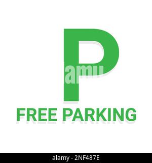 Une illustration vectorielle verte lettre P logo icône avec texte de stationnement libre isolé sur fond blanc. Utilisation pour le parking avec logo, les hôtels, les hôpitaux Illustration de Vecteur