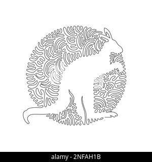 Dessin continu de lignes courbes de l'art abstrait de kangourou drôle en cercle. Illustration vectorielle de contour modifiable à une seule ligne de puissantes pattes arrière de kangourou Illustration de Vecteur