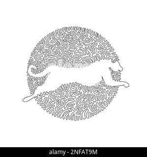 Dessin d'une seule ligne curly de l'art abstrait effrayant guépard Dessin en ligne continue dessin graphique illustration vectorielle d'un guépard prédateur pour icône Illustration de Vecteur