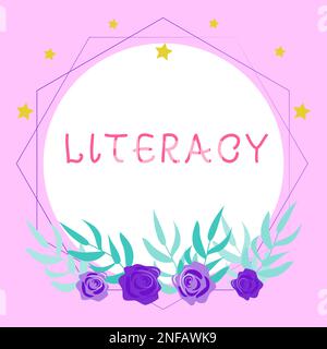 Écriture affichage de texte alphabétisation, concept signifiant capacité de lire et d'écrire des compétences ou des connaissances dans un domaine spécifique Banque D'Images