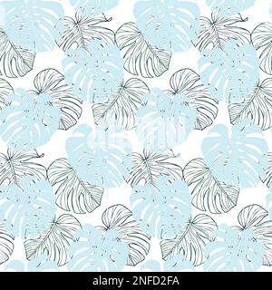 Monstera laisse un motif sans couture pour le textile ou le papier peint. Vecteur feuilles tropicales arrière-plan Illustration de Vecteur