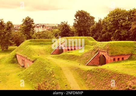 Pologne - ville de Gdansk (également connue sous le nom de nas Danzig) dans la région de Pomerania. Ancien fort Grodzisko. Ton croisé traité - style rétro filtré. Banque D'Images