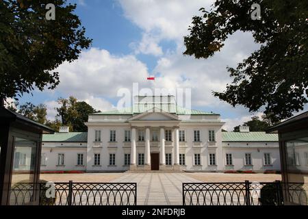 Varsovie, Pologne. District de Mokotow. Palais Belvedere (Belweder) utilisé comme bureau du président. Banque D'Images