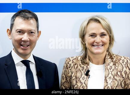 PARIS - Benjamin Smith, PDG d'Air France-KLM et Marjan Rintel, PDG de KLM lors de l'explication des chiffres annuels de la compagnie aérienne Air France-KLM. ANP KOEN VAN WEEL pays-bas hors - belgique hors Banque D'Images