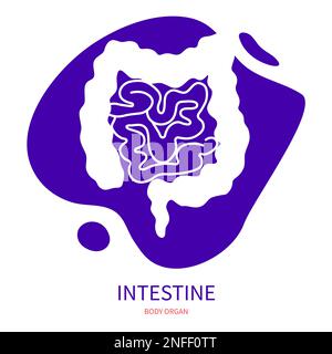 Icône de pictogramme de silhouette d'organe de l'intestin humain Illustration de Vecteur