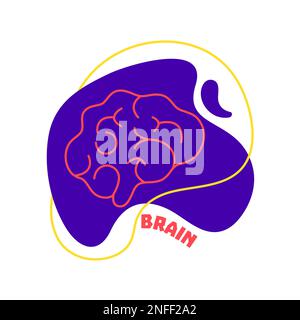 Vue latérale du cerveau icône de silhouette du système nerveux humain Illustration de Vecteur