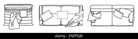 Concept ou ensemble conceptuel ou collection de canapés causeuses de différentes perspectives sur blanc. 3d illustration en tant que métahor pour l'architecture et dans Banque D'Images