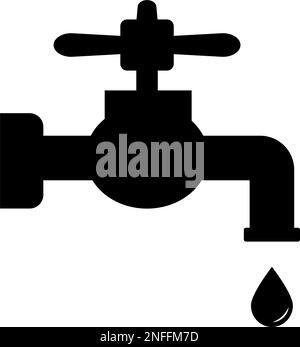 Icône de robinet d'eau. Équipement d'alimentation en eau. Vecteur modifiable. Illustration de Vecteur