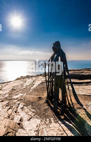 Sculpture de Gallos sur l'île de Tintagel, Tintagel, Cornwall, Royaume-Uni Banque D'Images