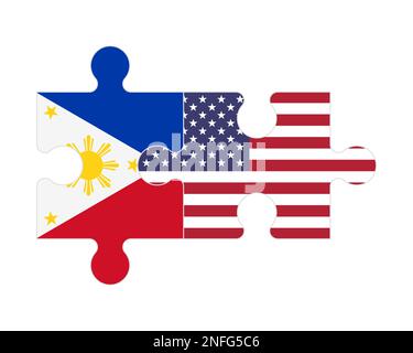 Puzzle connecté des drapeaux des Philippines et des Etats-Unis, vecteur Illustration de Vecteur