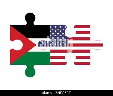 Puzzle connecté des drapeaux de Palestine et des Etats-Unis, vecteur Illustration de Vecteur