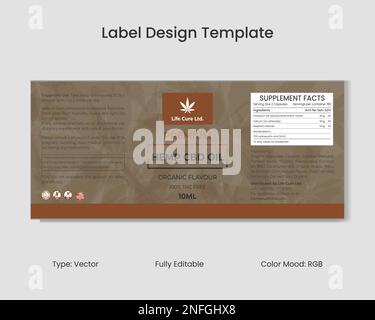 Modèle de conception d'étiquette CBD, huile de flacon de pipette CBD, modèle d'étiquette d'huile de chanvre, conception d'emballage de produit, extrait de chanvre Illustration de Vecteur