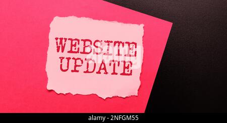 Mise à jour du site Web de l'enseigne manuscrite. Photo conceptuelle pour maintenir la page Web et le contenu à jour et à la mode Banque D'Images