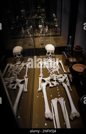 2022 NOVEMBRE - vue sur le squelette au Musée des catacombes St Paul à Rabat - Malte Banque D'Images