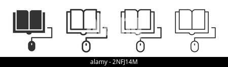 Collection d'icônes de livres d'apprentissage en ligne dans deux styles différents et différents traits. Illustration vectorielle EPS10 Illustration de Vecteur