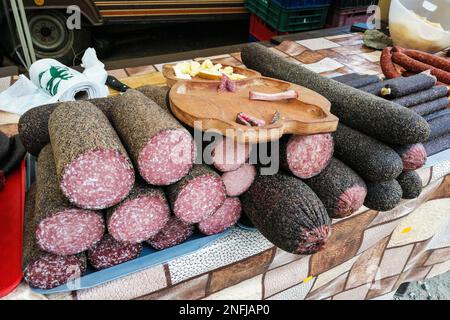 Roumanie. Transylvanie. Route transfagarasan. ours salami Banque D'Images