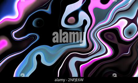 Texture de peinture liquide bleu ciel rose noir orange et blanc. Motif de texture en marbre liquide sans couture. Banque D'Images