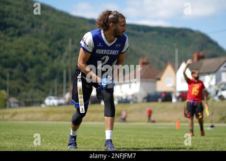 Welsh Bowl 2022 - American Flag football dans le sud du pays de Galles Banque D'Images