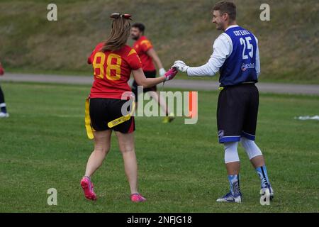 Joe Cotterill - Welsh Bowl 2022 - American Flag football dans le sud du pays de Galles Banque D'Images