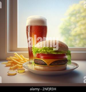 Cuisine de rue. Hamburgers avec boulettes de viande dans des boîtes en papier. livraison de nourriture. Banque D'Images