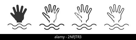 La collection d'icônes de main de noyade dans deux styles différents et différents coups. Illustration vectorielle EPS10 Illustration de Vecteur