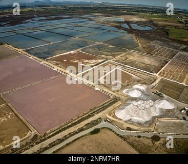 Marais salé sur l'île de Majorque, vue par un Drone Banque D'Images